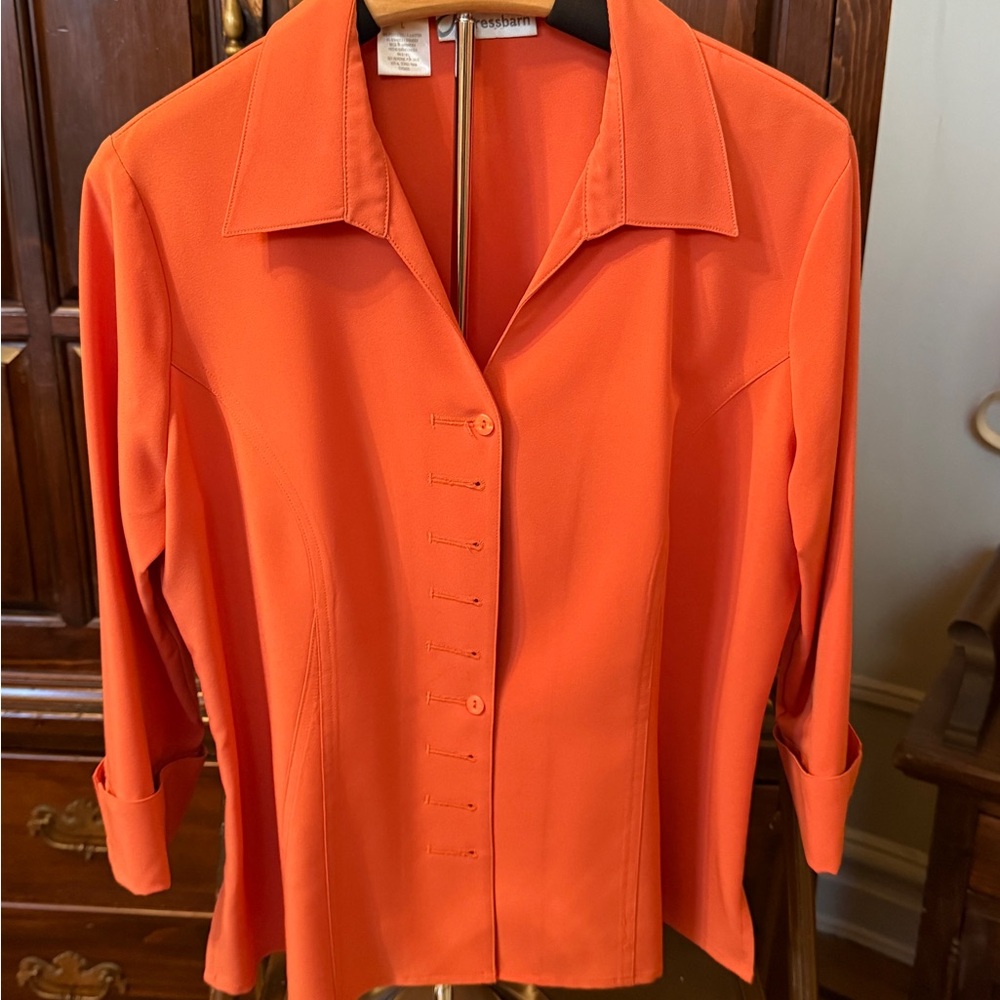 Dressbarn Vibrant Coral Button-Down Shirt